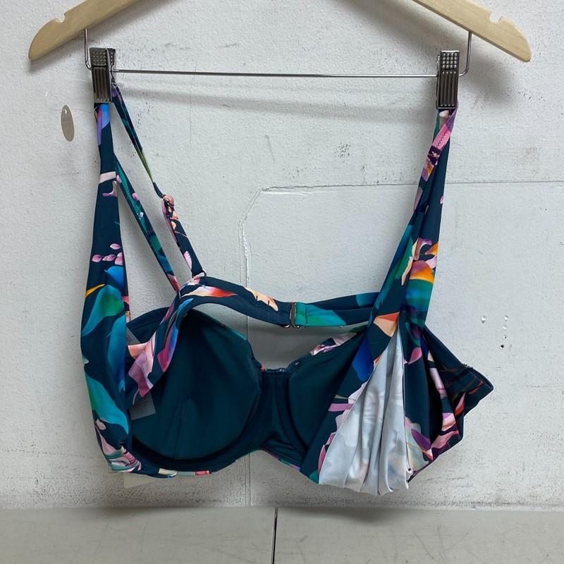 Calia Women's Swim Collection Built-in Underwire Floral Bikini Top Aqua Multi