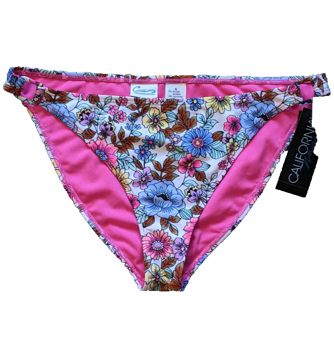 California Waves Bikini Bottom Floral XL Stretch Nylon Swim Bottoms