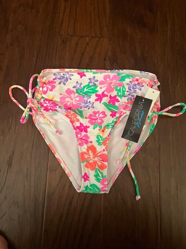 California Waves' Hawaii Sunsets Side-Lace-up High-Waist Bikini Bottoms Small