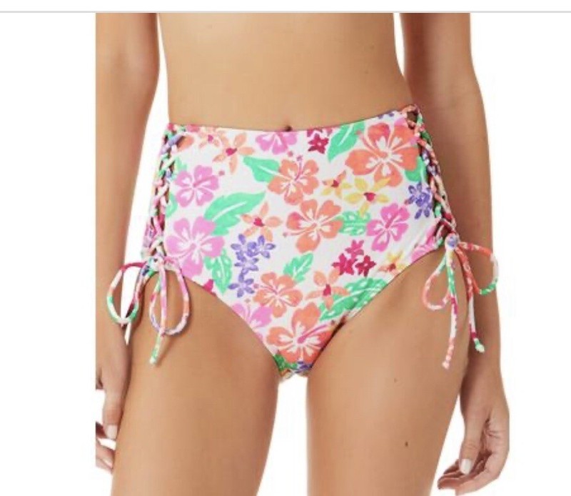 California Waves' Hawaii Sunsets Side-Lace-up High-Waist Bikini Bottoms Small