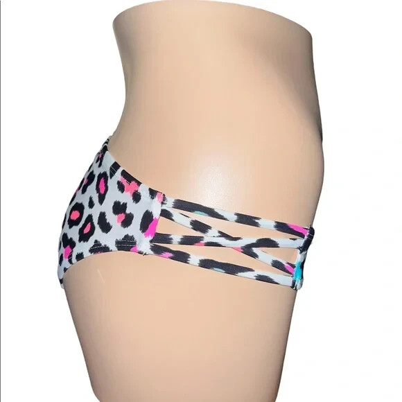 California Waves Junior Multicolor Animal-Print Hipster Bikini Bottom Swim Small