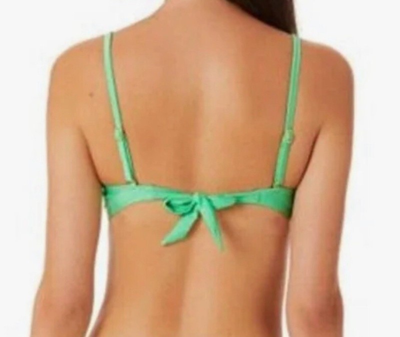 California Waves Juniors Metallic Shine Bandeau Bikini Top Mint Large New
