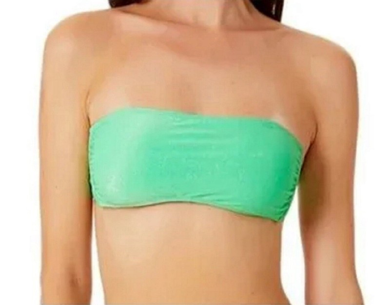 California Waves Juniors Metallic Shine Bandeau Bikini Top Mint Large New