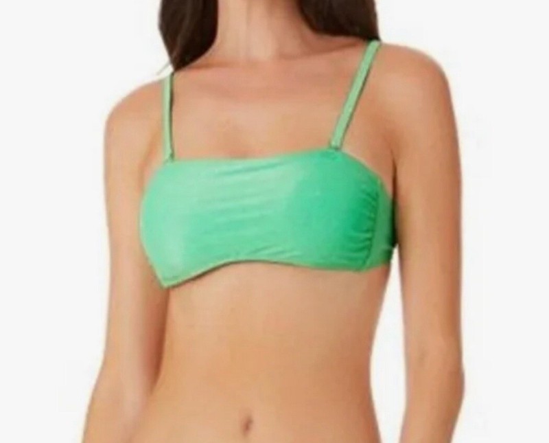 California Waves Juniors Metallic Shine Bandeau Bikini Top Mint Large New