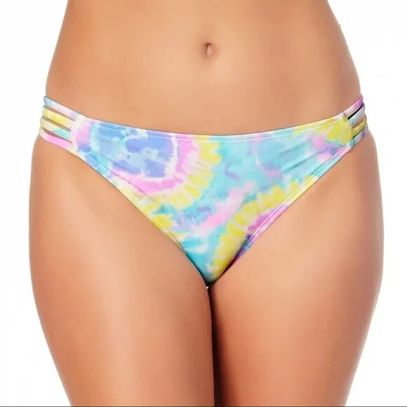 California Waves Juniors Multicolor Tie Dye Strappy Hipster Bikini Swim Bottom M