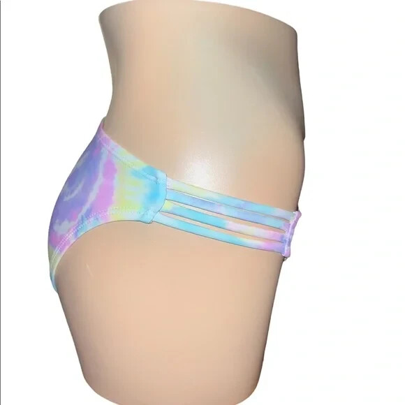 California Waves Juniors Multicolor Tie Dye Strappy Hipster Bikini Swim Bottom M