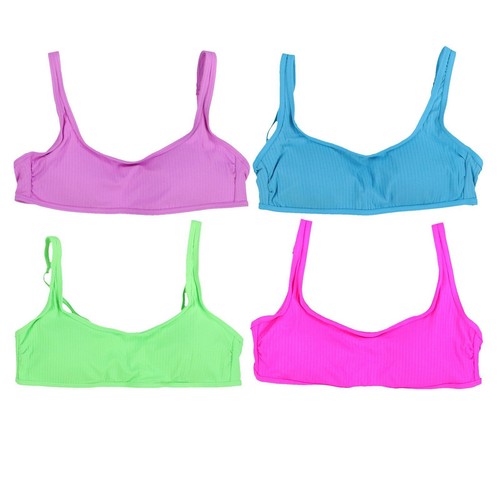 California Waves Womens Bralette Bikini Top Ribbed Padded Swimsuit S M L New