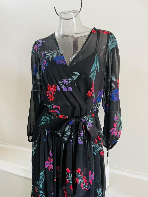 Calvin Klein Floral Chiffon Faux Wrap Midi Dress Sz 4 6 NWT$139 CD2H4V2F