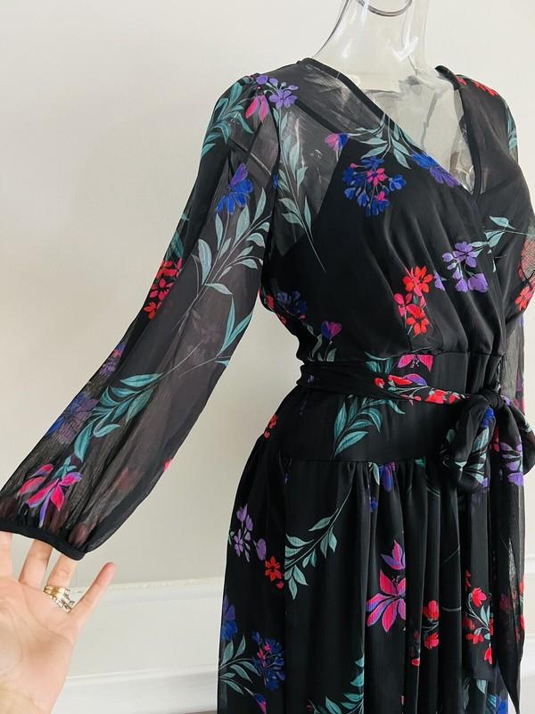 Calvin Klein Floral Chiffon Faux Wrap Midi Dress Sz 4 6 NWT$139 CD2H4V2F