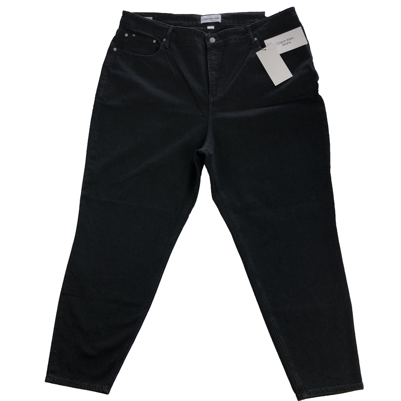 Calvin Klein Jeans Womens Plus Size W40 Black High Rise Mom Tapered Ankle Length