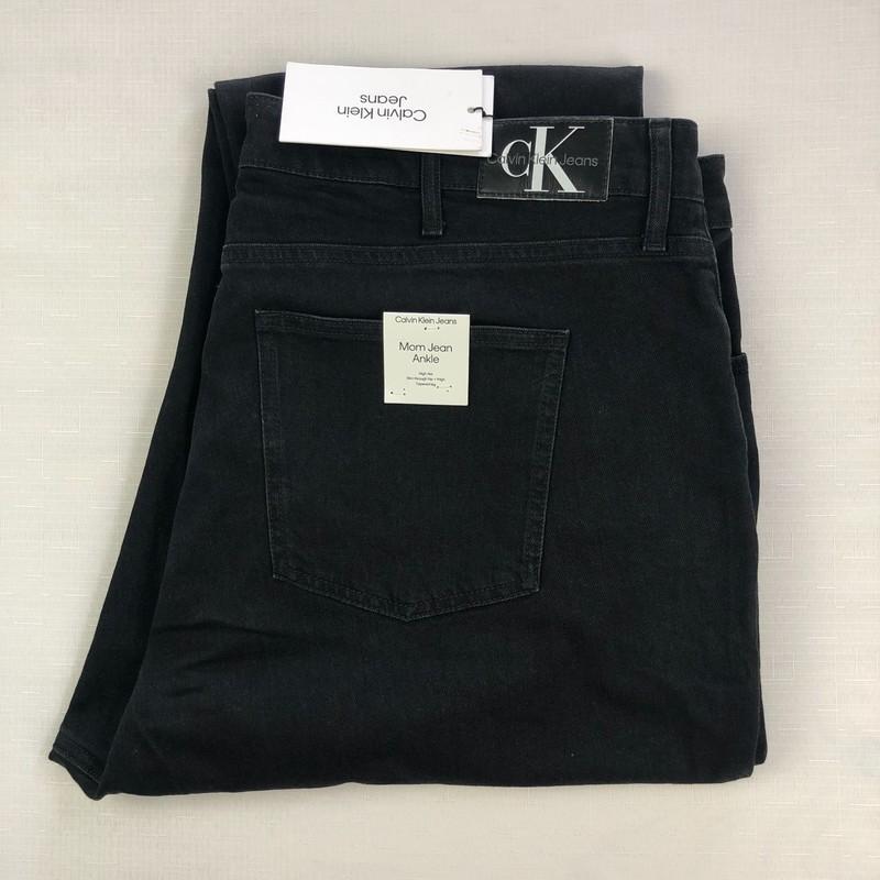 Calvin Klein Jeans Womens Plus Size W40 Black High Rise Mom Tapered Ankle Length