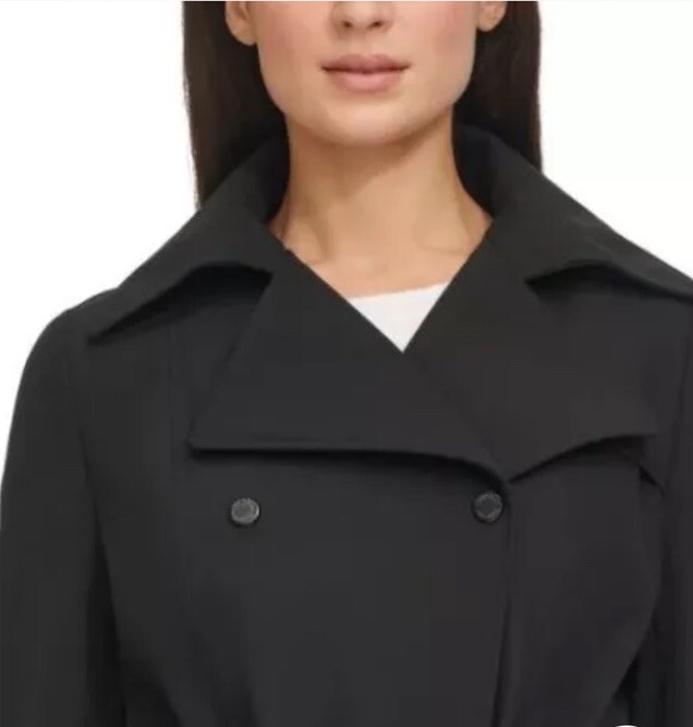 Calvin Klein Ladies' Trench Coat Pockets Removable Hood Black XL