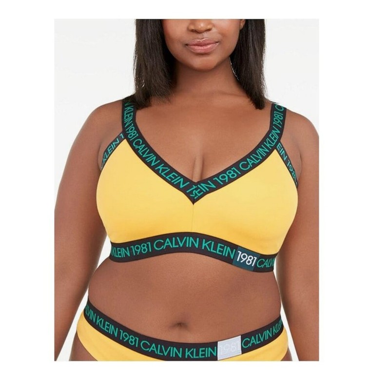 Calvin Klein Plus 1981 Bold Cotton Unlined Triangle Bralette Trippy Size 2X