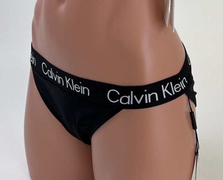 Calvin Klein Swimwear Women UPF50+ Bikini Bottom W/ Logo Black XL NWT