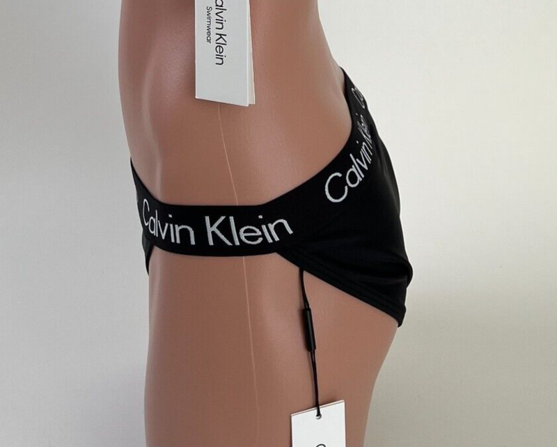 Calvin Klein Swimwear Women UPF50+ Bikini Bottom W/ Logo Black XL NWT