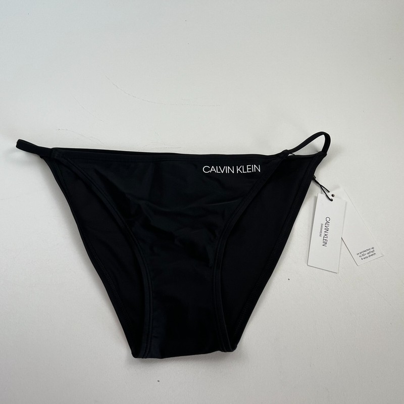 Calvin Klein Swimwear Women UPF50+ Strappy Sided Bikini Bottom Black XL NWT