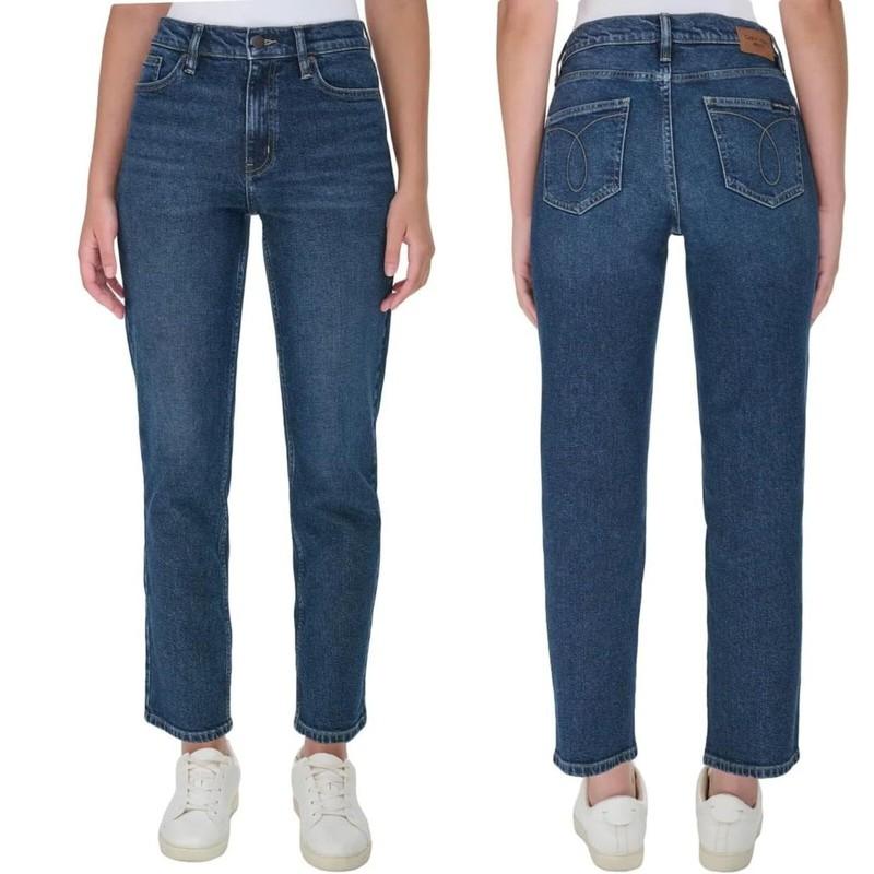 Calvin Klein Women High Rise Straight Leg Jean Light Blue Or Dark Blue U-Pick