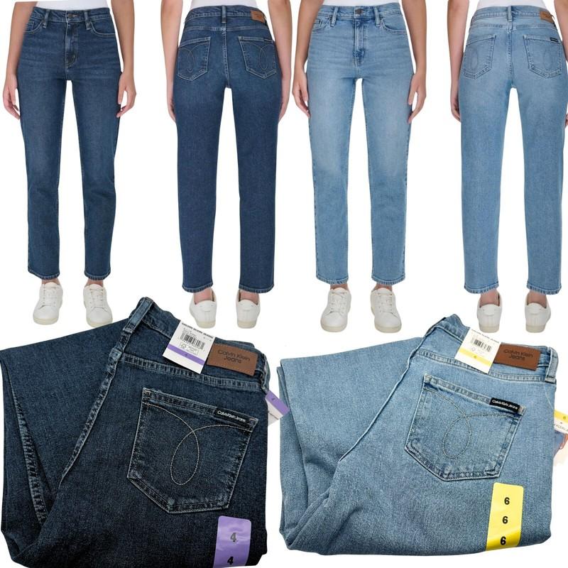 Calvin Klein Women High Rise Straight Leg Jean Light Blue Or Dark Blue U-Pick
