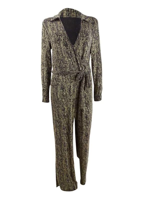 Calvin Klein Women's Glitter Jumpsuit (10 Black/Gold)