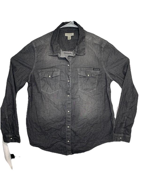Calvin Klein Women’s Jeans Shirt Size Large Color Grey