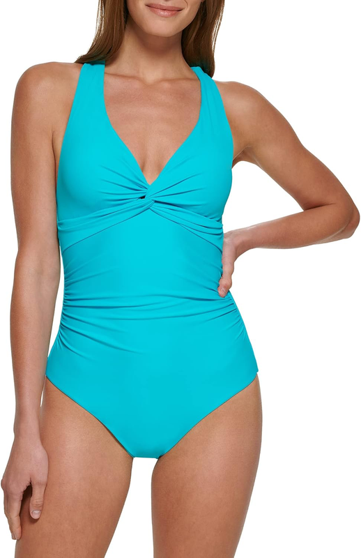 Calvin Klein Women's Standard VNeck Twist Front Tummy Control One Piece Swmst 16