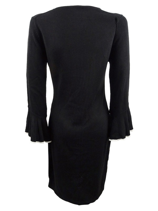 Calvin Klein Womens Black Piping Bell Sleeves Sweaterdress Petites PM BHFO 9192