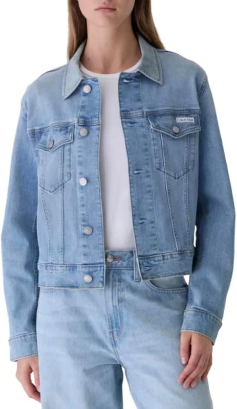 Calvin Klein Womens Long Sleeve Button Up Denim Classic Trucker Jacket