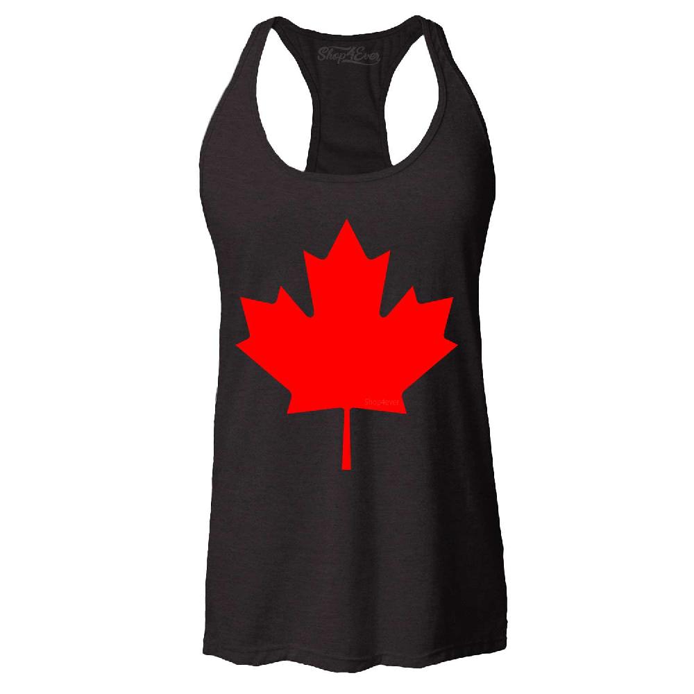 Canada Red Maple Leaf Racerback Tank Top Canadian Flag Shirt