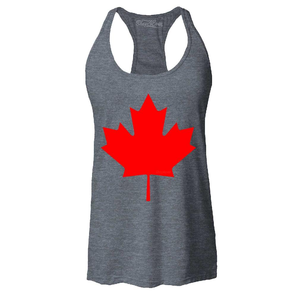 Canada Red Maple Leaf Racerback Tank Top Canadian Flag Shirt