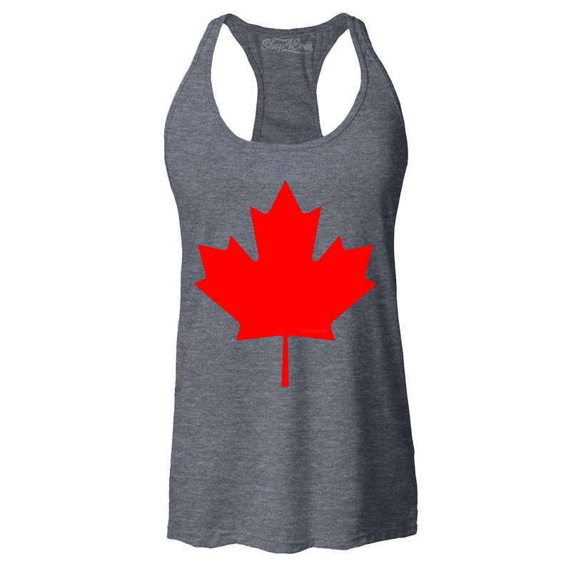 Canada Red Maple Leaf Racerback Tank Top Canadian Flag Shirt