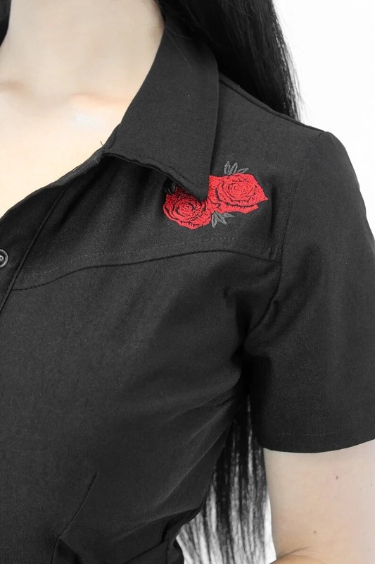Capri Pin Up Red Rose Jumpsuit By Hemet