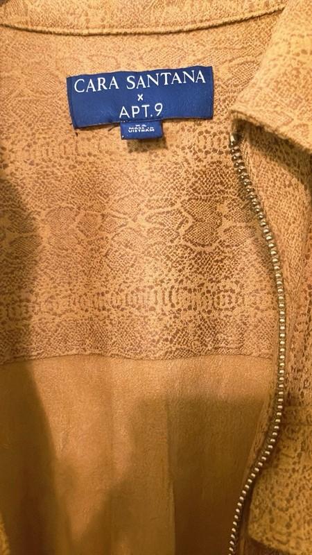 CARA SANTANA Suede Leather Jumpsuit Snake Print Yellow Diamondback XS-M Stretch