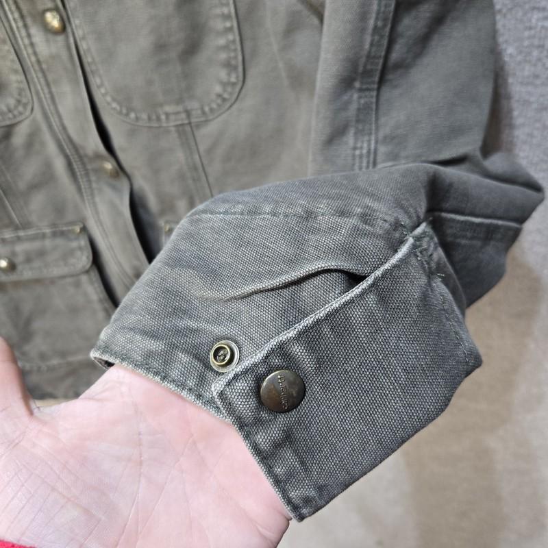 Carhartt 102247-383 Green Canvas Jacket Women’s Size Small Quilted Lined Sherpa