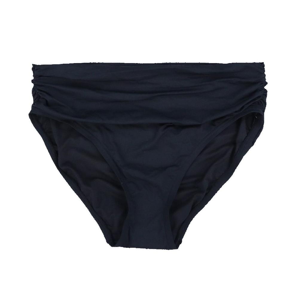 Carmen Marc Valvo Womens Ruched High Waist Bikini Bottom Swimsuit Black S New