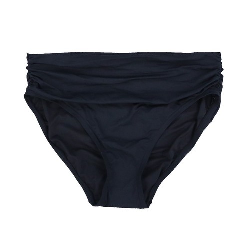 Carmen Marc Valvo Womens Ruched High Waist Bikini Bottom Swimsuit Black S New
