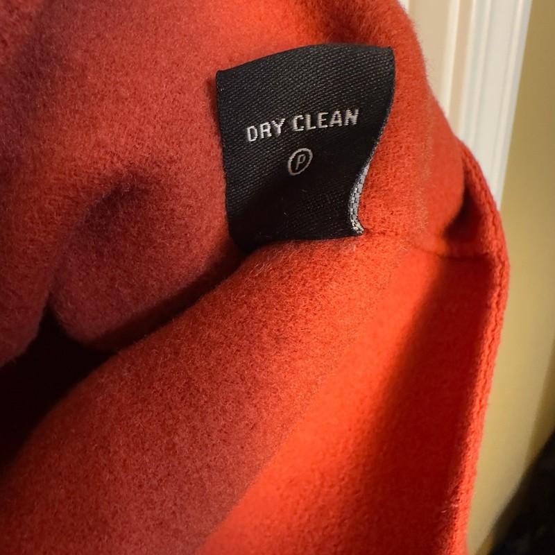 Carole Little 100% Wool Jacket Full Zip Mock Neck Orange Rust Fall Winter Coat L