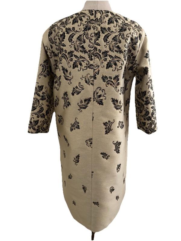 Caroline Rose Gold Black Metallic Shift Dress 3/4 Sleeve M NWT $588