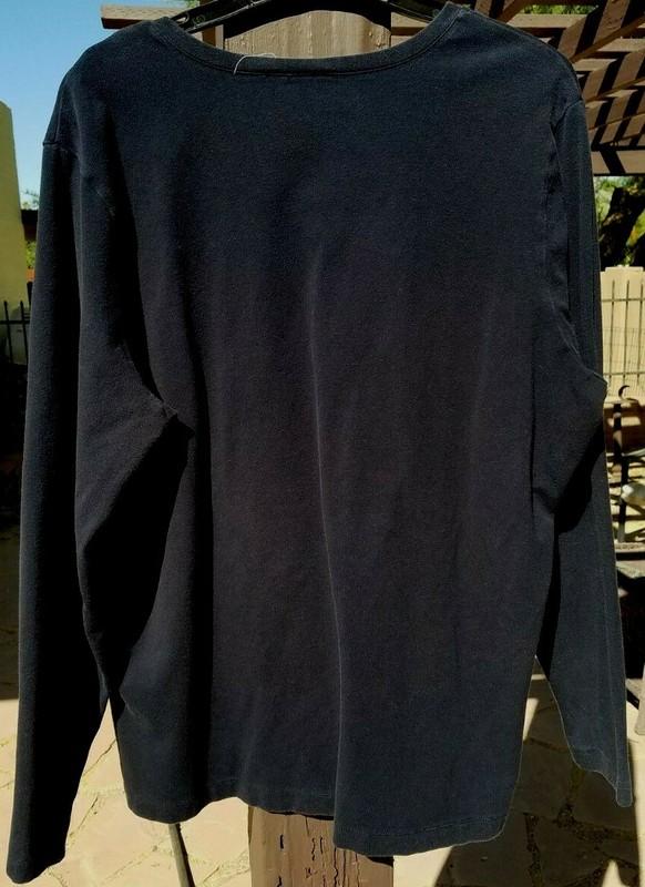 CASLON By NORDSTROM Black Stretch Cotton & Spandex Long Sleeve V-neck Top 2X