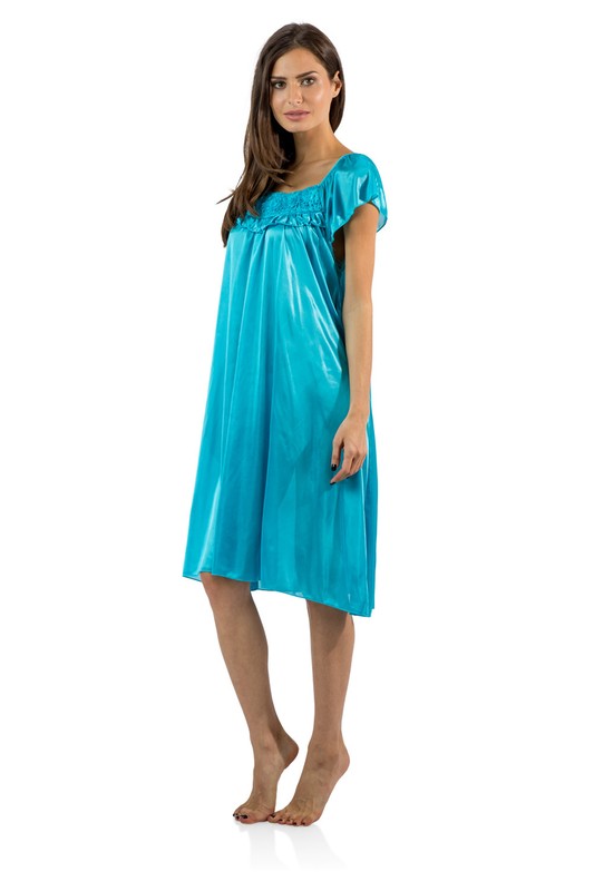 Casual Nights Women's Cap Sleeve Flower Silky Satin Tricot Slip Sleep Nightgown