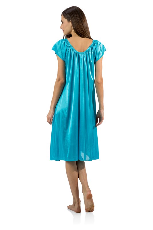 Casual Nights Women's Cap Sleeve Flower Silky Satin Tricot Slip Sleep Nightgown