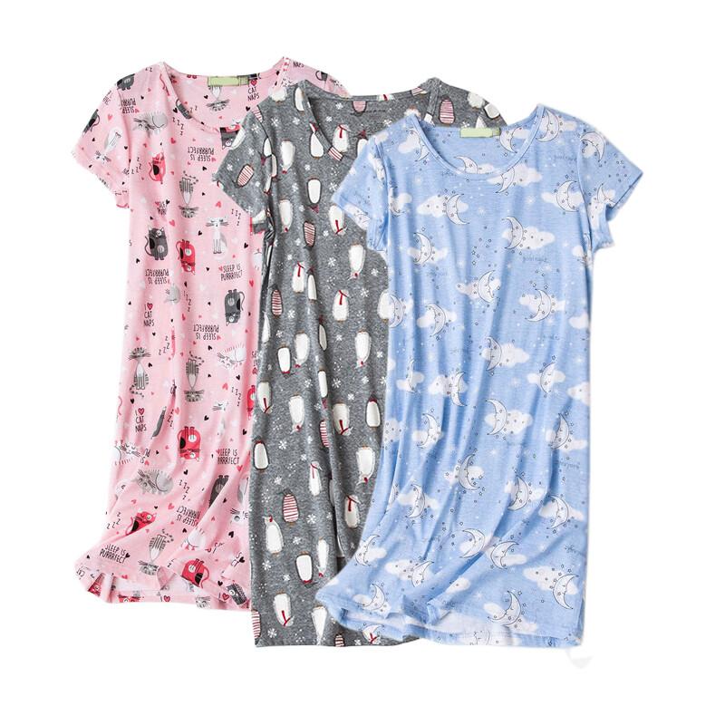 Casual Nights Women's Cotton Short Sleeve Nightgown Sleep House Dress Home Gown