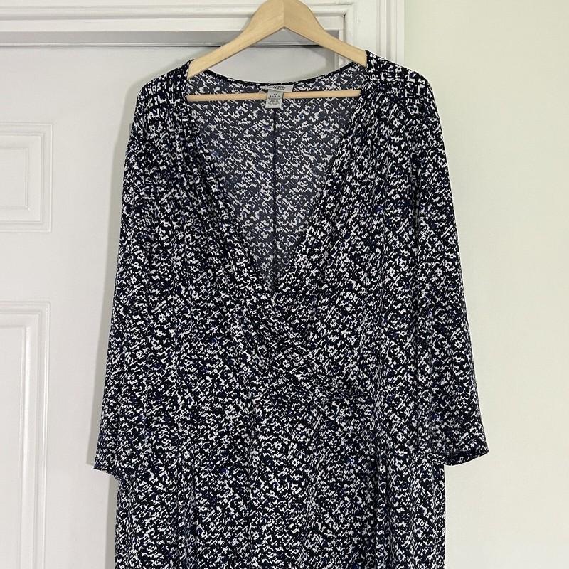 Catherines Curvy Collection Jumpsuit Size 4x Wide Leg Black White Print *