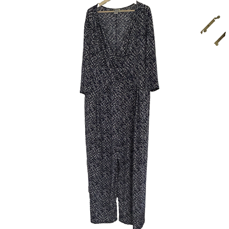 Catherines Curvy Collection Jumpsuit Size 4x Wide Leg Black White Print *