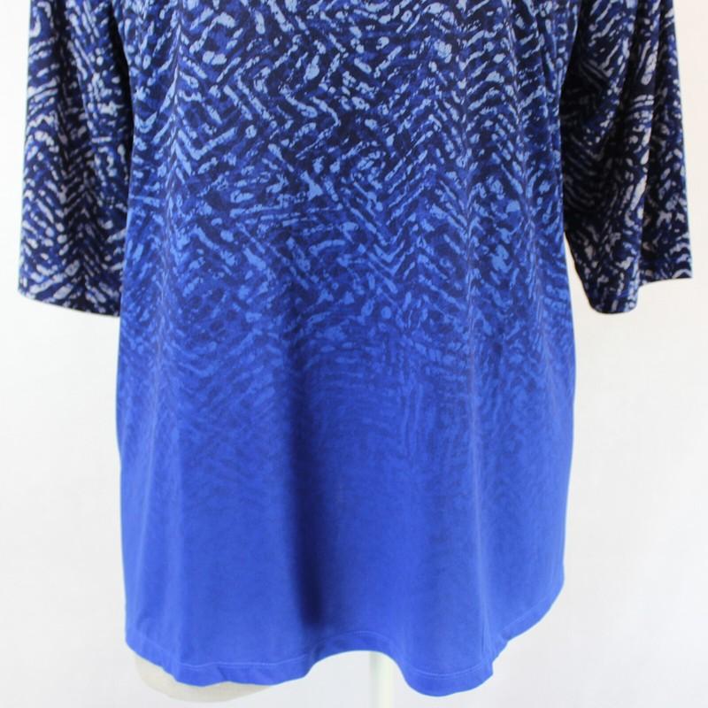 Catherines Plus Blue Keyhole 3/4 Sleeve Blouse Top Tunic Petite 1X 18/20
