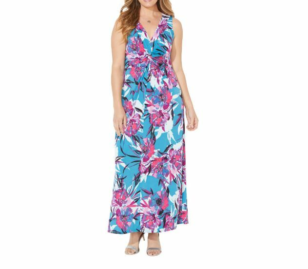 Catherines Plus Twist-Knot Floral Maxi Dress 6X 38/40