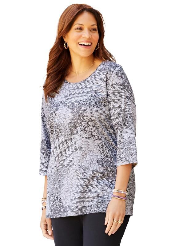 Catherines Women's Plus Size Petite Suprema Feather Together Tee