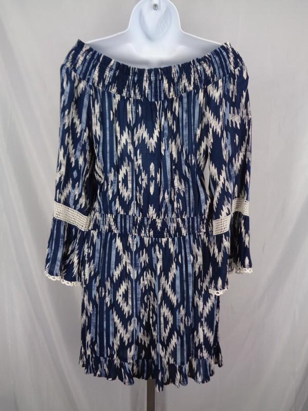 Cato Blue Bell Sleeve Off Shoulder Romper Shorts Size Small New