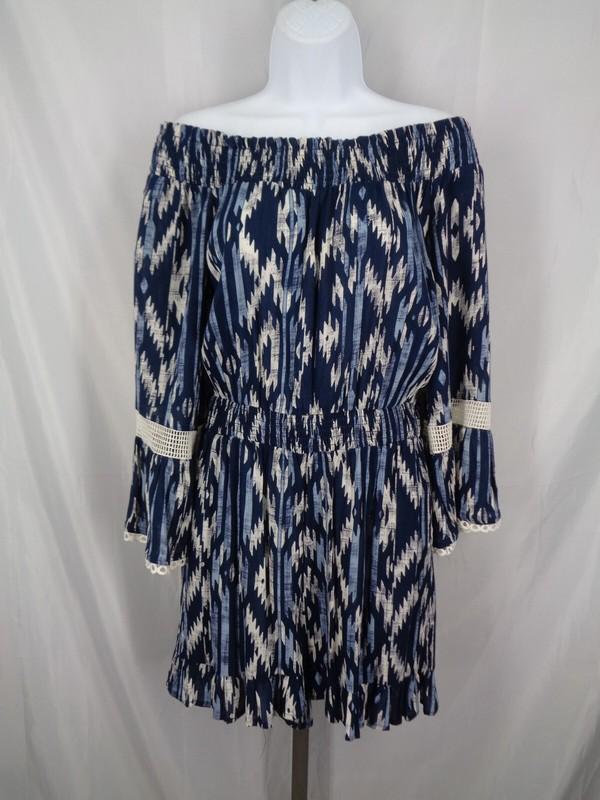 Cato Blue Bell Sleeve Off Shoulder Romper Shorts Size Small New
