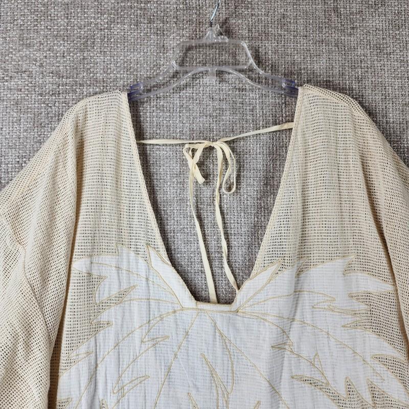 Celandine Mesh Top Swim Cover Up Tropical Womens 3X Ivory Resort Wear NWT