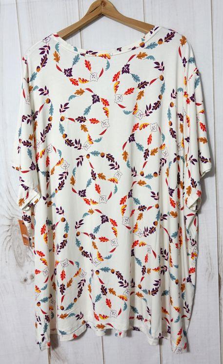 Celebrate Together V-Neck T-Shirt Women's 5X Lightweight Ivory Peace Leaves NEW